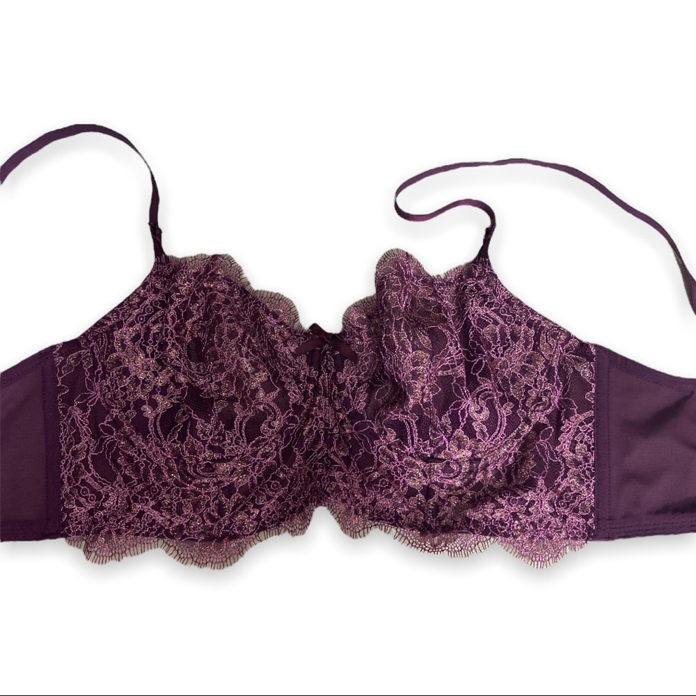 Victoria’s Secret Plum Shimmer Dream Angels Push Up Unlined Bra 32DD